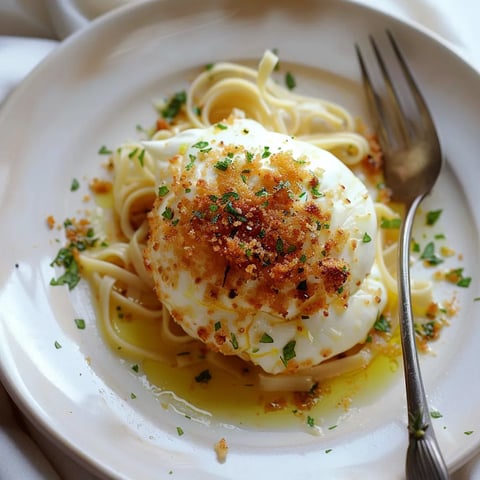 Burrata bien dorée roulée dans le panko
