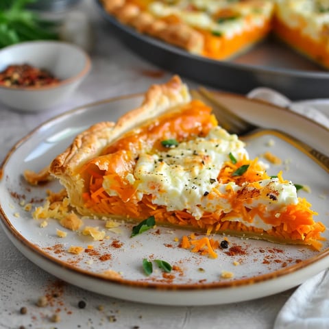 Délicieuse tarte croustillante carottes chèvre