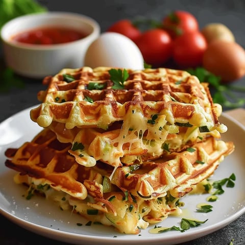 Gaufres salées mozzarella et légumes