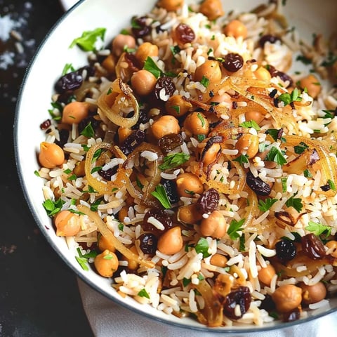 Riz pois chiches épices raisins