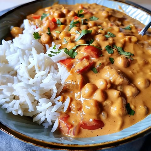 DÉLICIEUX CURRY VEGAN AUX POIS CHICHES, TOMATES ET CACAHUÈTE