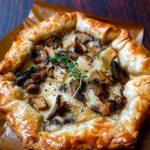 Délicieuse tarte aux champignons et mozzarella croustillante