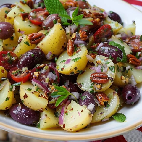 Salade de pommes de terre façon grecque avec légumes colorés