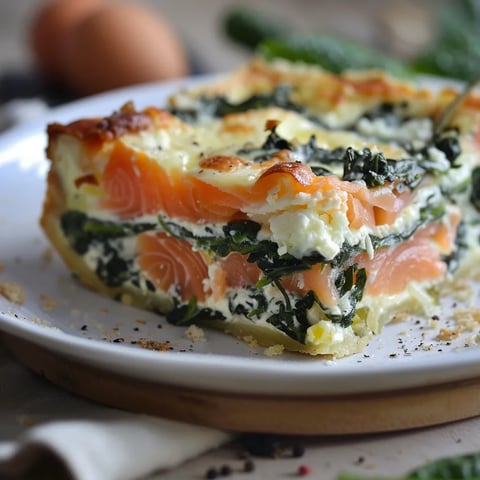 Clafoutis crémeux au saumon et épinards