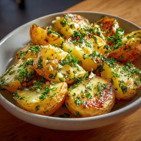 Des pommes de terre à l’ail et beurre sorties du four, prêtes à être dégustées.