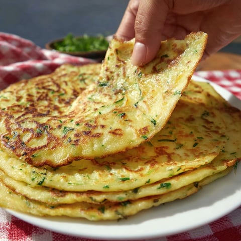 Quelqu’un soulève une galette râpée trop bonne aux légumes sur un grand plateau.