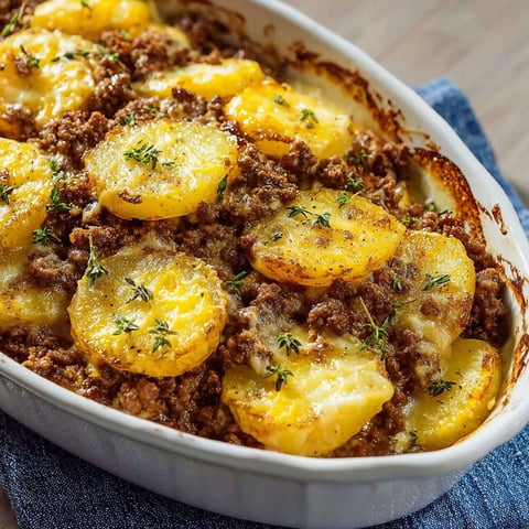 Plat chaud de pommes de terre avec bœuf haché, bien gourmand et gratiné.