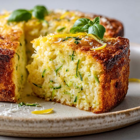Part extra moelleuse de gâteau aux courgettes, ricotta et citron.