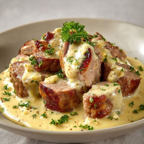 Un plat de Filet Mignon au Reblochon présenté dans un bol en porcelaine.