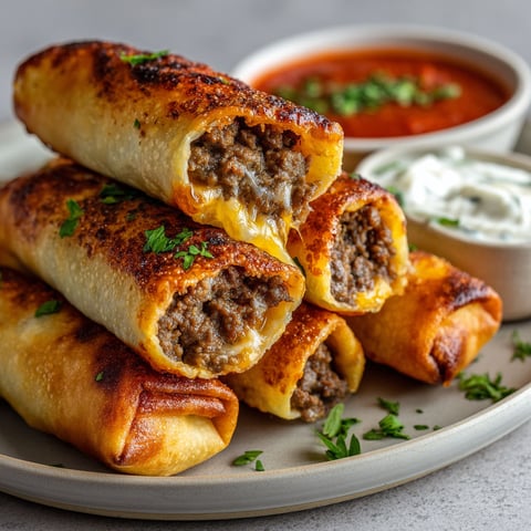 Petits cigares croustillants viande-fromage, ultra savoureux.