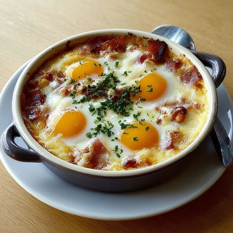 On dépose sur la table une cocotte de savoureux œufs cocotte façon campagne.