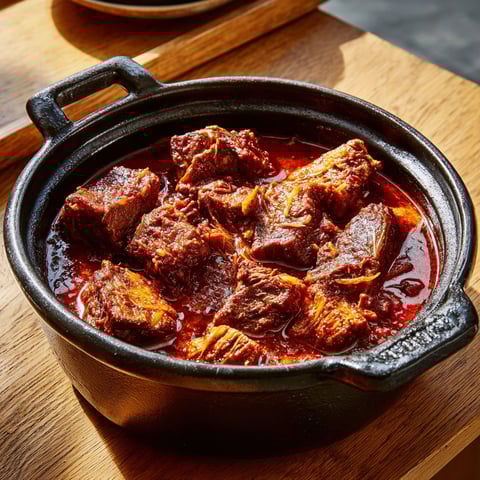 Un plat de boeuf braisé à la coréenne présenté sur la table.