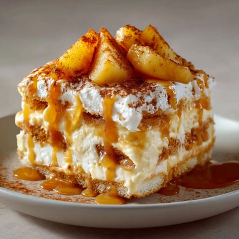 Une part de tarte garnie de caramel salé et de pommes fondantes s’affiche sur un joli plateau.