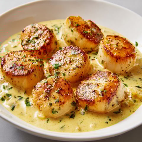 Noix de Saint-Jacques dans une sauce au curry crémeuse, prêtes super rapidement.