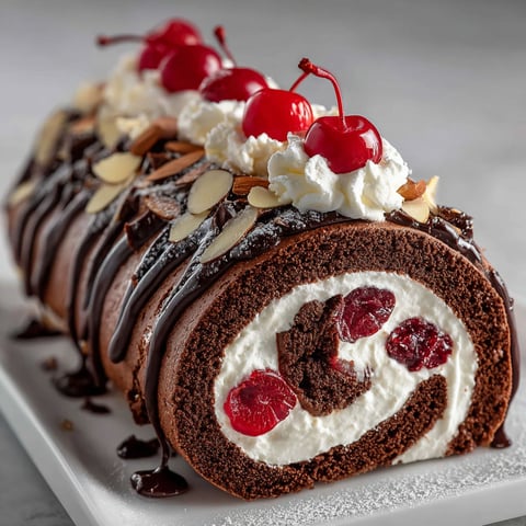 Gros roulé suisse Forêt-Noire super gourmand, parfait pour régaler tout le monde.